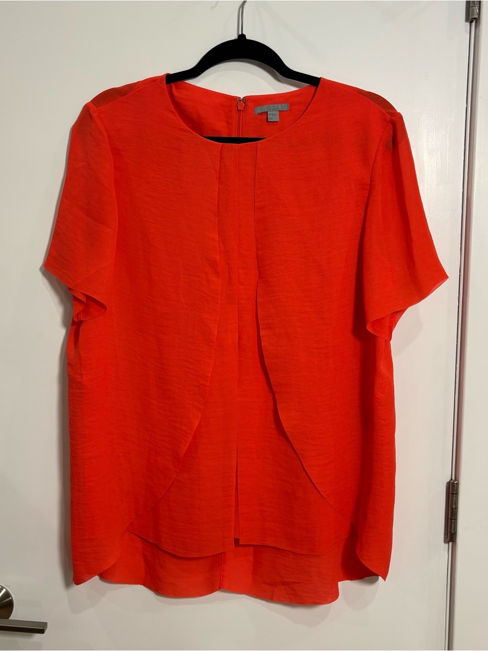 COS Poppy Orange Layered Overlay Blouse Top Minimalist Modern EU 42 US 12